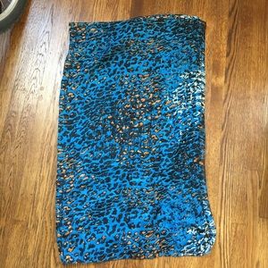 Blue Leopard Print Scarf
